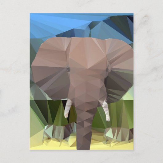 Elephant Head African Theme Low Poly Postkarte (Vorderseite)