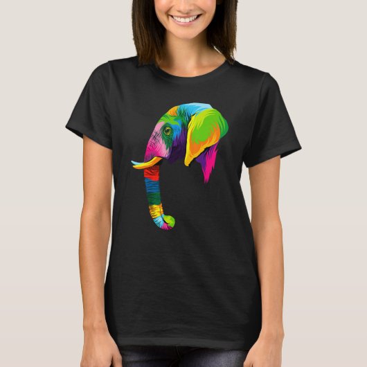 Elephant Head Colorful Art Animes Aquarellschmerze T-Shirt (Vorderseite)
