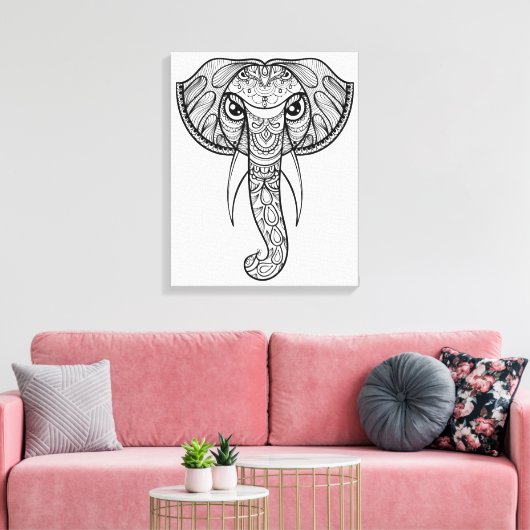 Elephant Head Doodle 11 Leinwanddruck (Insitu (Wohnzimmer))