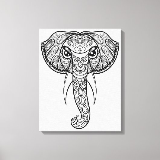 Elephant Head Doodle 11 Leinwanddruck (Vorderseite)
