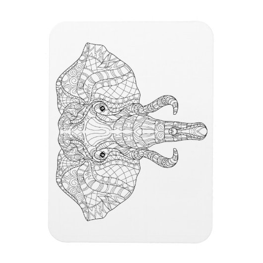 Elephant Head Doodle 2 Magnet (Vertikal)