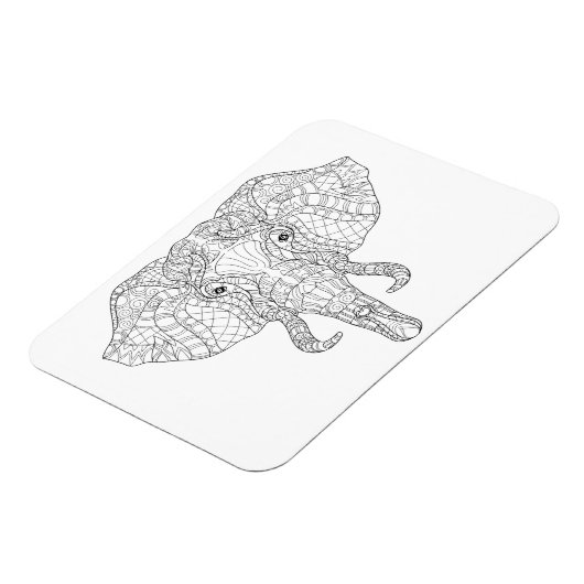 Elephant Head Doodle 2 Magnet (Linke Seite)