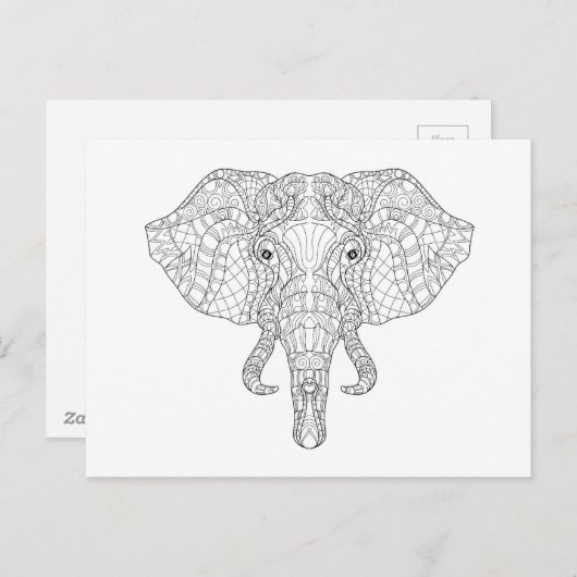 Elephant Head Doodle 2 Postkarte (Vorne/Hinten)