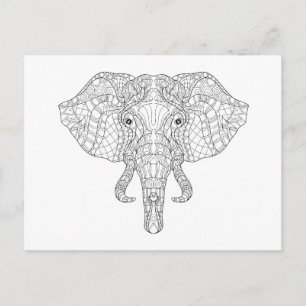 Elephant Head Doodle 2 Postkarte