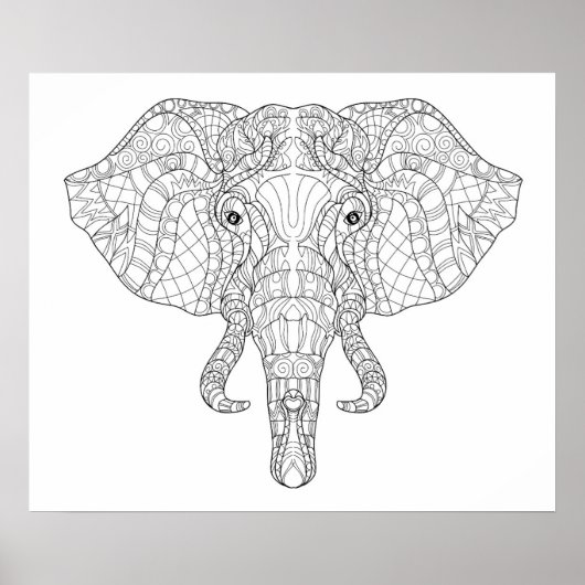 Elephant Head Doodle 4 Poster (Vorne)