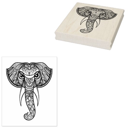 Elephant Head Doodle Gummistempel (Stempel)