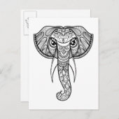 Elephant Head Doodle Postkarte (Vorne/Hinten)