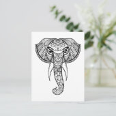 Elephant Head Doodle Postkarte (Stehend Vorderseite)