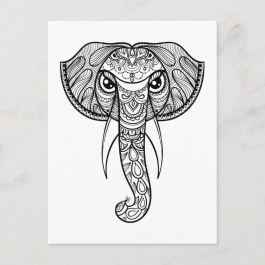 Elephant Head Doodle Postkarte (Vorderseite)