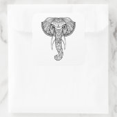 Elephant Head Doodle Quadratischer Aufkleber (Tasche)
