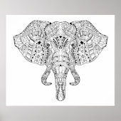 Elephant Head Doodle Sketch 2 Poster (Vorne)