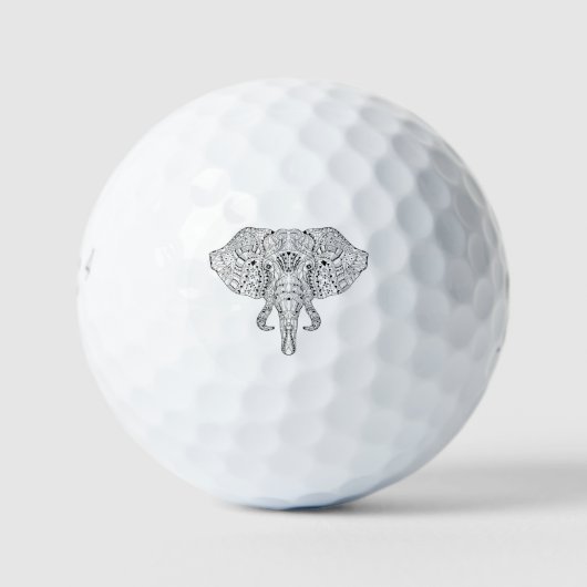 Elephant Head Doodle Sketch Golfball (Vorderseite)