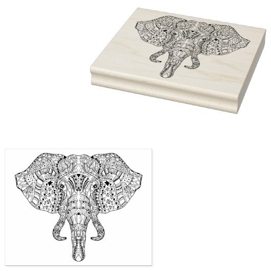 Elephant Head Doodle Sketch Gummistempel (Stempel)
