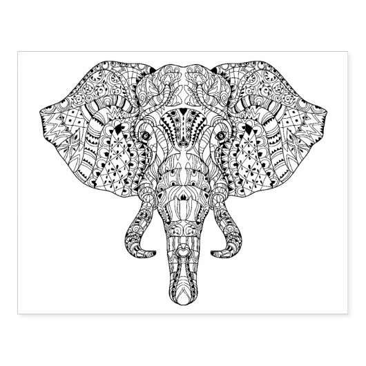 Elephant Head Doodle Sketch Gummistempel (Prägung)