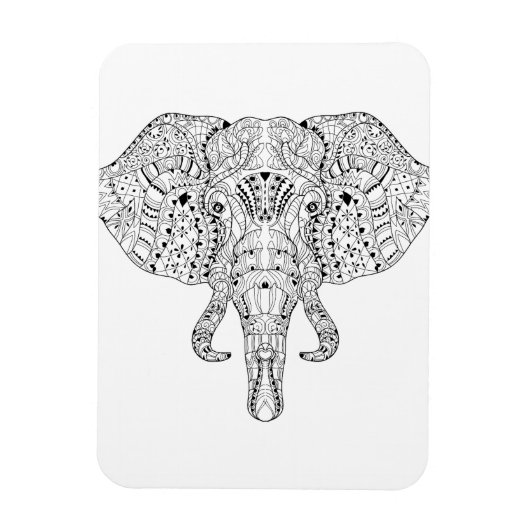 Elephant Head Doodle Sketch Magnet (Vertikal)