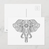 Elephant Head Doodle Sketch Postkarte (Vorne/Hinten)