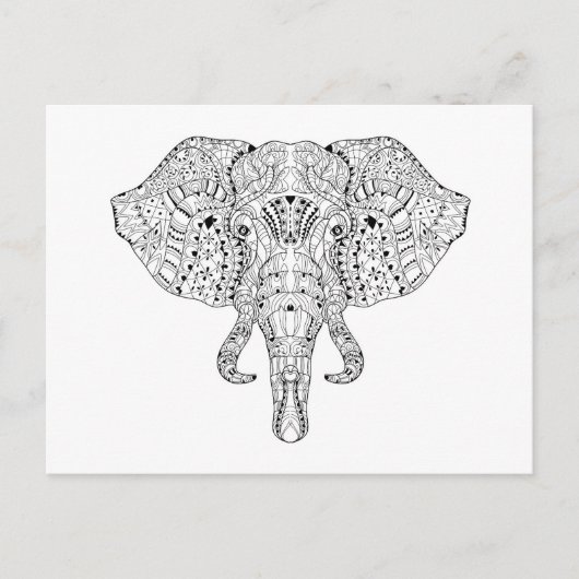 Elephant Head Doodle Sketch Postkarte (Vorderseite)