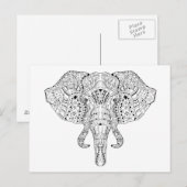 Elephant Head Doodle Sketch Postkarte (Vorne/Hinten)