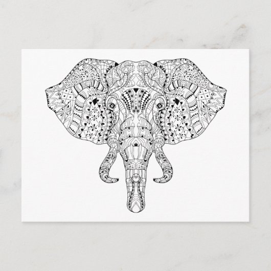 Elephant Head Doodle Sketch Postkarte (Vorderseite)