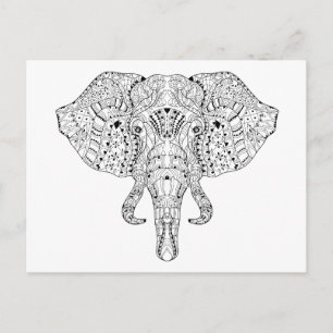 Elephant Head Doodle Sketch Postkarte