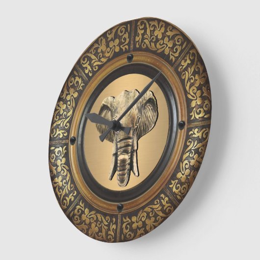 Elephant Head Gold Große Wanduhr (Winkel)