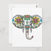 Elephant Head Mandala Tattoo Postkarte (Vorne/Hinten)
