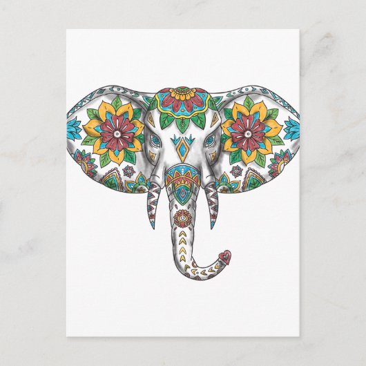 Elephant Head Mandala Tattoo Postkarte (Vorderseite)