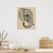 Elephant Head Minimalist Line Art II Poster (Küche)