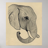 Elephant Head Minimalist Line Art II Poster (Vorne)