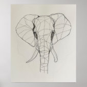 Elephant Head Minimalist Line Art Poster (Vorne)