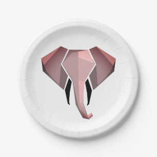 Elephant Head mit einfachen Formen Geometrien Pappteller