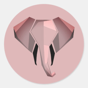Elephant Head mit einfachen Formen Geometrien Runder Aufkleber