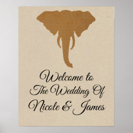 Elephant Head Natural Rustic Safari Chic Banner Poster