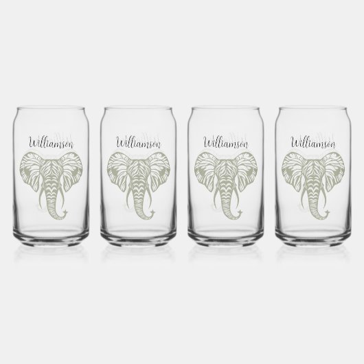 Elephant Head Olive Green personalize Dosenglas (Hinten)
