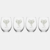 Elephant Head Olive Green personalize Weinglas Ohne Stiel (Hinten)