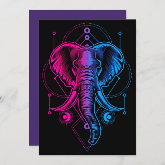 Elephant Head With Sacred Geometry Einladung (Vorne/Hinten)