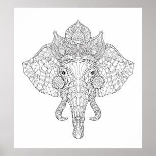 Elephant Head Zendoodle 2 Poster