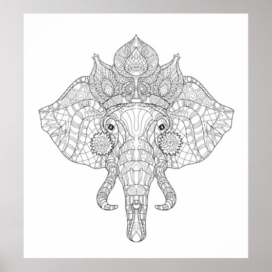 Elephant Head Zendoodle 2 Poster (Vorne)