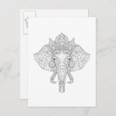 Elephant Head Zendoodle Postkarte (Vorne/Hinten)