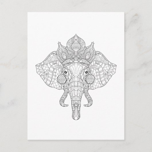 Elephant Head Zendoodle Postkarte (Vorderseite)