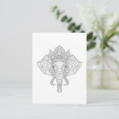 Elephant Head Zendoodle Postkarte (Stehend Vorderseite)