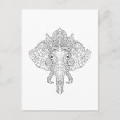 Elephant Head Zendoodle Postkarte (Vorderseite)