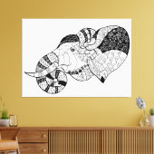 Elephant Head Zenstyle Doodle 6 Leinwanddruck (Insitu (Wohnzimmer))