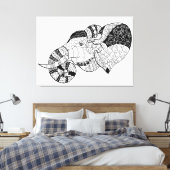 Elephant Head Zenstyle Doodle 6 Leinwanddruck (Insitu (Schlafzimmer))
