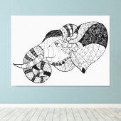 Elephant Head Zenstyle Doodle 6 Leinwanddruck (Insitu (Holzboden))
