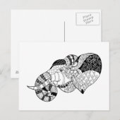 Elephant Head Zenstyle Doodle Postkarte (Vorne/Hinten)