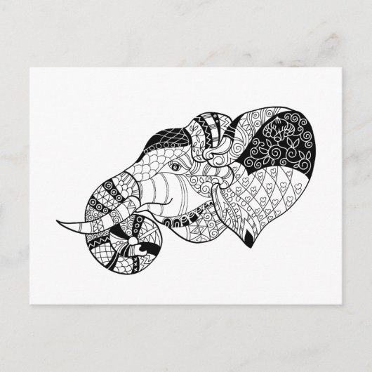 Elephant Head Zenstyle Doodle Postkarte (Vorderseite)