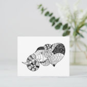 Elephant Head Zenstyle Doodle Postkarte (Stehend Vorderseite)