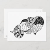 Elephant Head Zenstyle Doodle Postkarte (Vorne/Hinten)