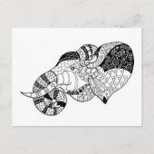 Elephant Head Zenstyle Doodle Postkarte (Vorderseite)